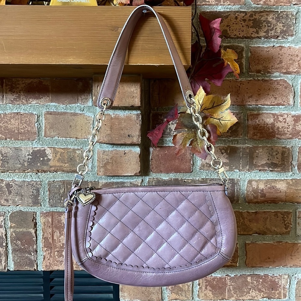 Brighton Quilted Lavender Shoulder Bag with Gold Chain Details